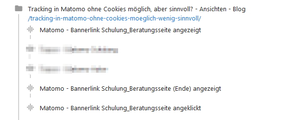 Besucher-Log mit den Ereignissen