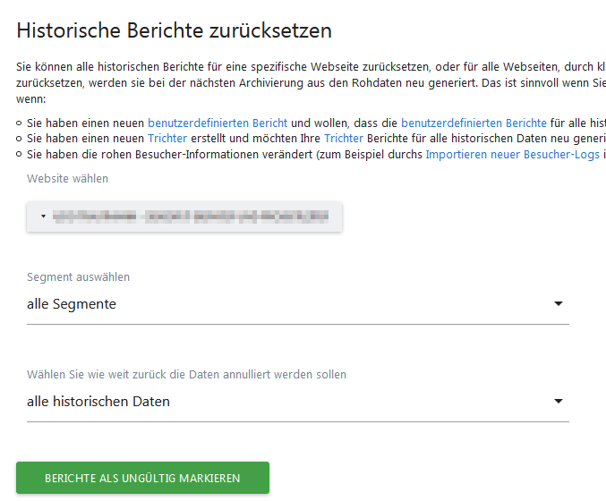 Matomo-Plugin Invalidate Reports