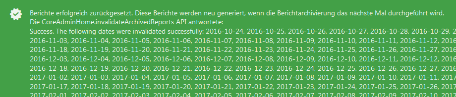 Matomo-Plugin Invalidate Reports Ergebnis