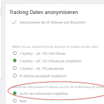 Screenshot Matomo Anonymisierung
