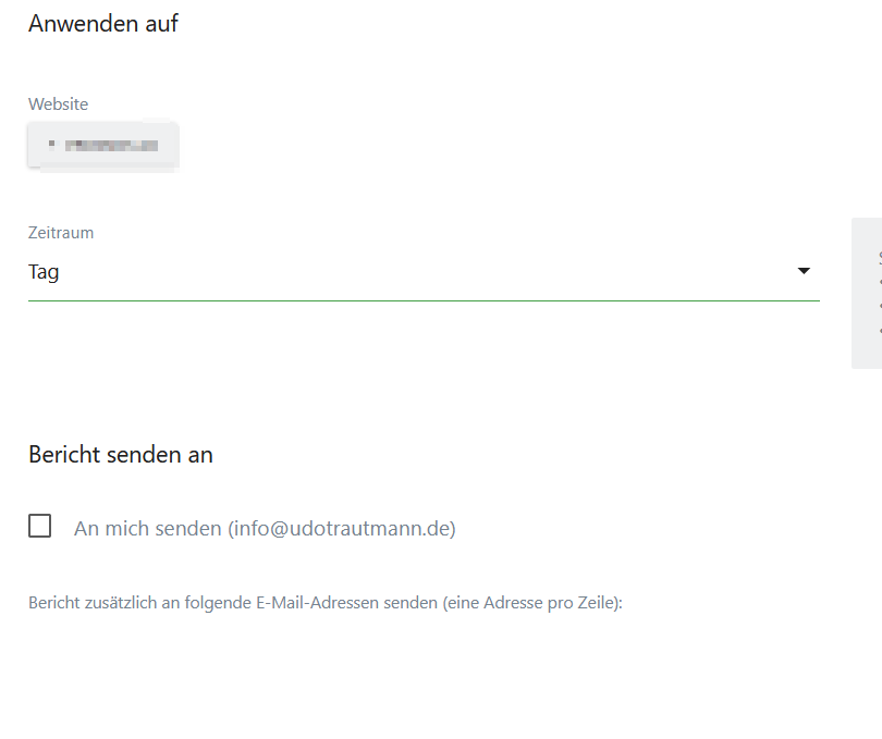 Screenshot Matomo Benachrichtigungen Versand Intervall