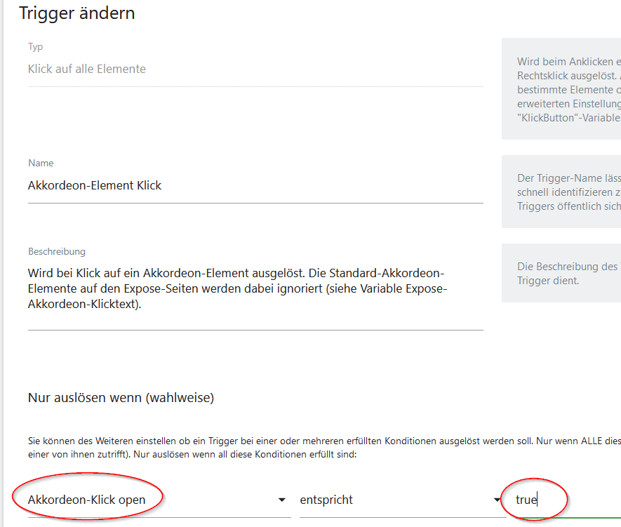 Screenshot Matomo Tag Manager Trigger und Variablen