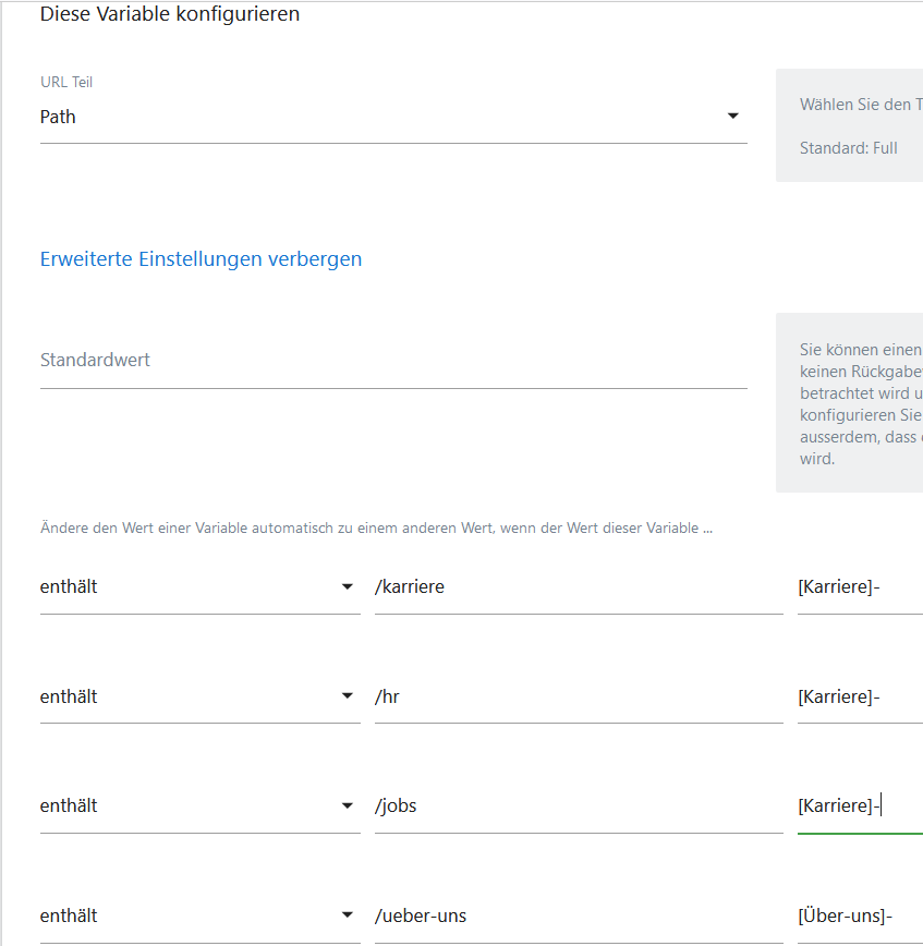 Matomo Tag Manager Screenshot URL Variable