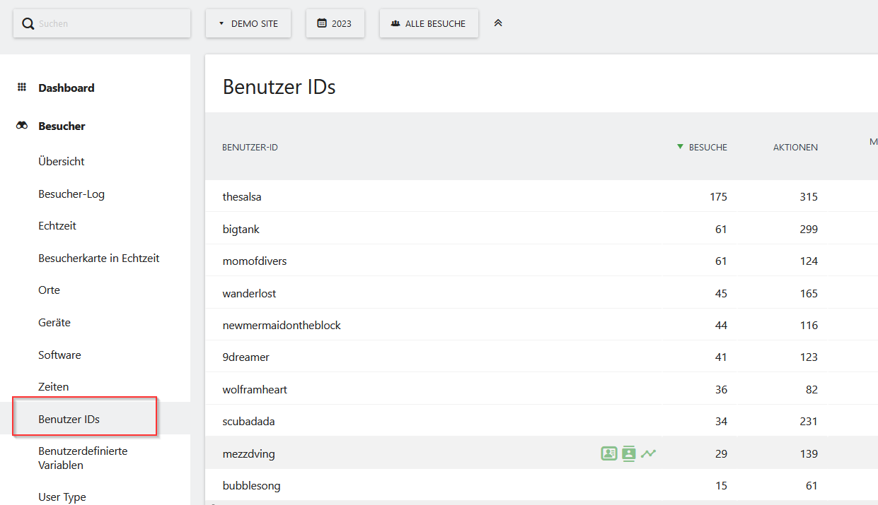 Matomo Screenshot BenutzerID