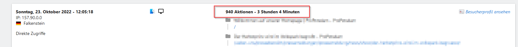 Screenshot Matomo Besucherlog